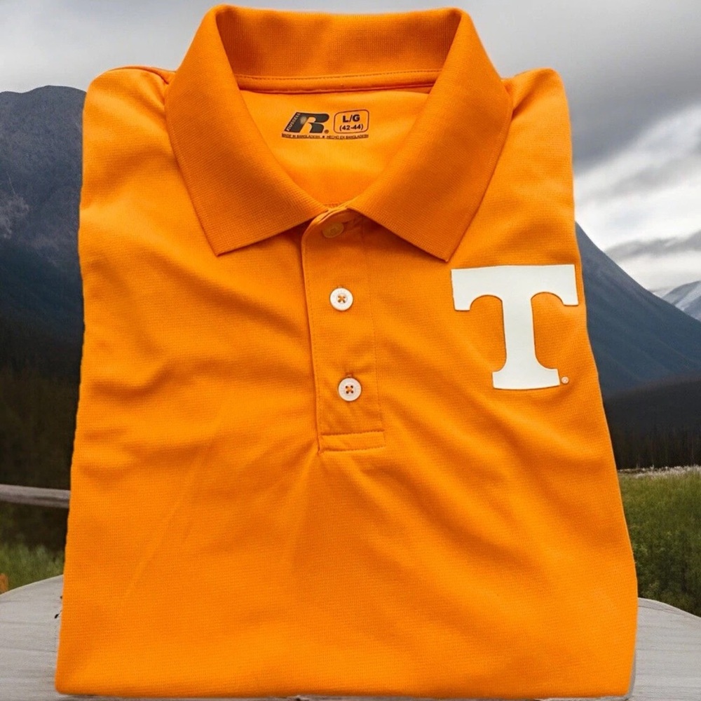 Mens Size Large Russell Athletics Tennessee Volunteers Short Sleeve Polo Shirt L